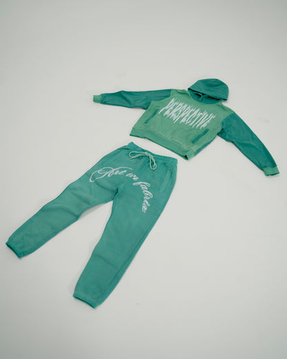 HAND DYED GREEN HOODIE AND SWEATPANTS SET